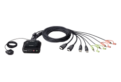 2-Port USB 4K HDMI Cable KVM Switch with Remote Port Selector