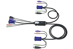 2-Port PS/2 USB VGA/Audio Cable KVM Switch with Remote Port Selector