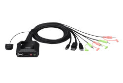 2-Port USB-C DisplayPort Hybrid Cable KVM Switch