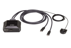 2-Port 4K DisplayPort USB-C Cable KVM Switch with Remote Port Selector